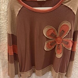 Women's Long Sleeve Top with Floral Accent